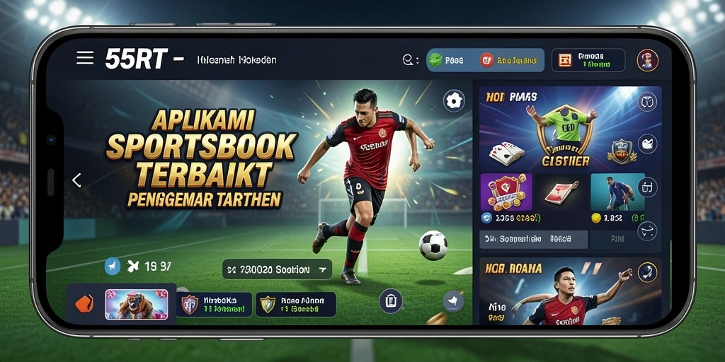 Tampilan antarmuka aplikasi 55RT yang menarik dan modern.