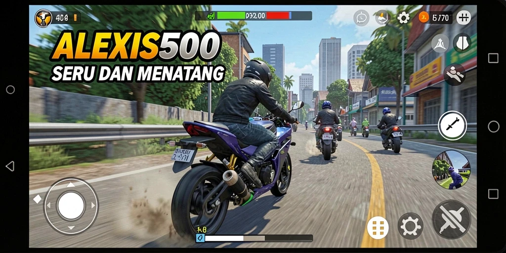 Gameplay balap motor yang seru dan mendebarkan.