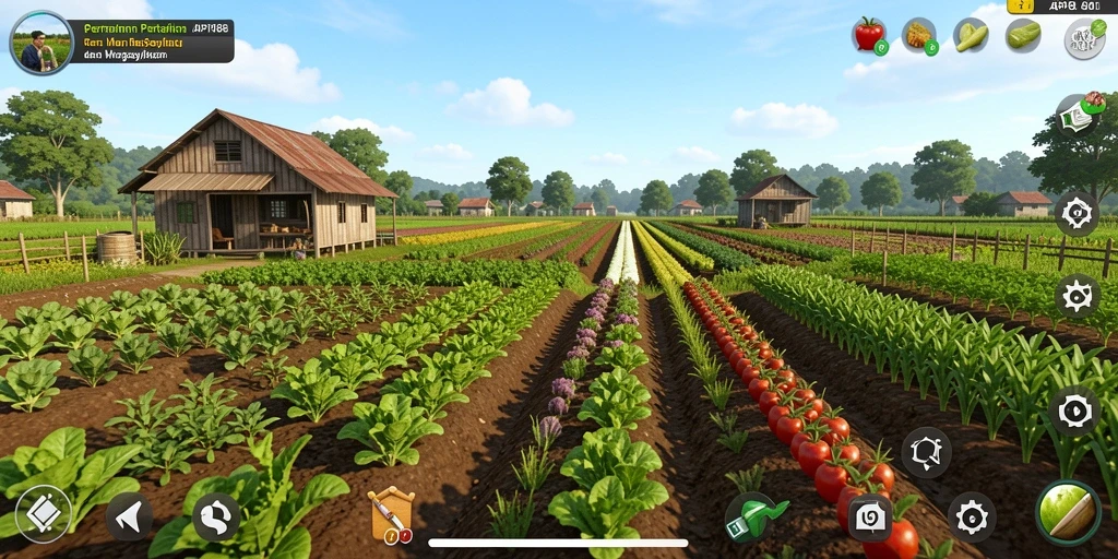 Tampilan gameplay API88 yang menampilkan kebun dan ladang yang subur.