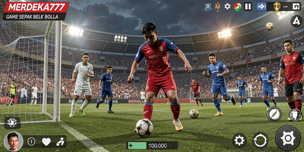 Screenshot gameplay MERDEKA777 menampilkan aksi seru di lapangan.